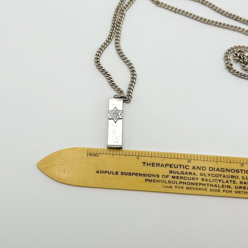 Vintage Sterling Silver Jewish Judaica Mezuzah Prayer Charm Necklace Pendant - Picture 5 of 6